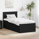Bedframe 90x190 cm zwart bewerkt hout