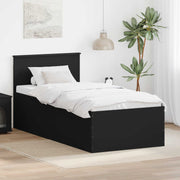 Bedframe 90x190 cm zwart bewerkt hout