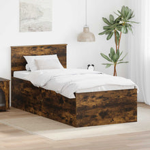 Bedframe met hoofdeinde Gerookt eiken 90 x 190 cm Bewerkt hout