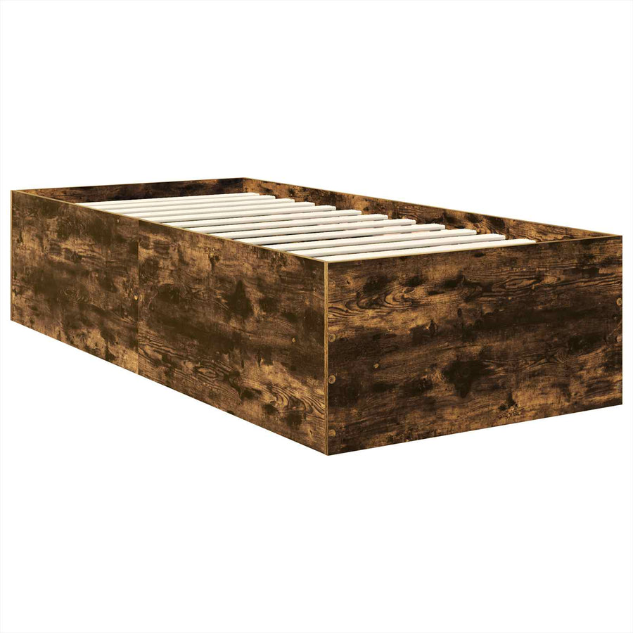 Bedframe met hoofdeinde Gerookt eiken 90 x 190 cm Bewerkt hout