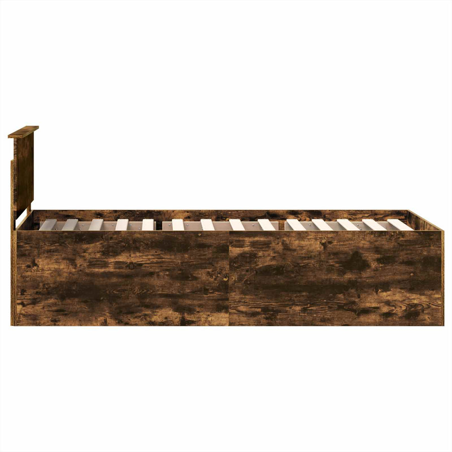 Bedframe met hoofdeinde Gerookt eiken 90 x 190 cm Bewerkt hout