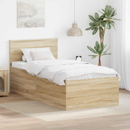 Bedframe met hoofdeinde Sonoma Eiken 90 x 200 cm Bewerkt hout