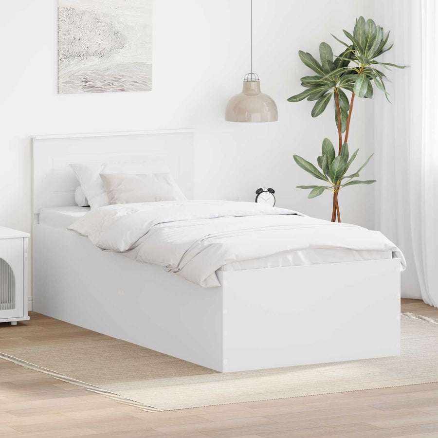 Bedframe met hoofdeinde Wit 75 x 190 cm Bewerkt hout