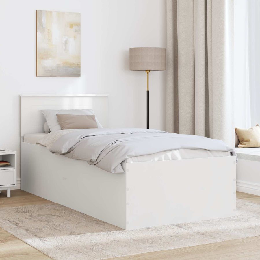 Bedframe met hoofdeinde Wit 75 x 190 cm Bewerkt hout