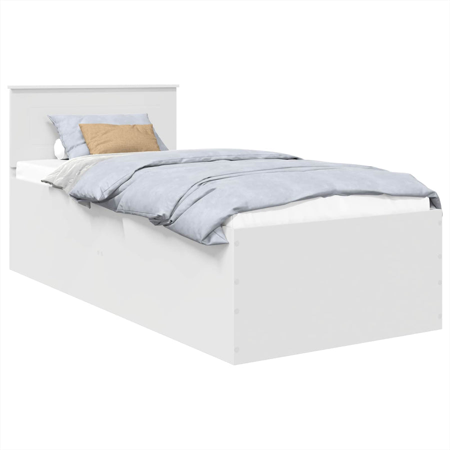 Bedframe met hoofdeinde Wit 75 x 190 cm Bewerkt hout
