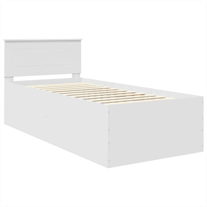Bedframe met hoofdeinde Wit 75 x 190 cm Bewerkt hout