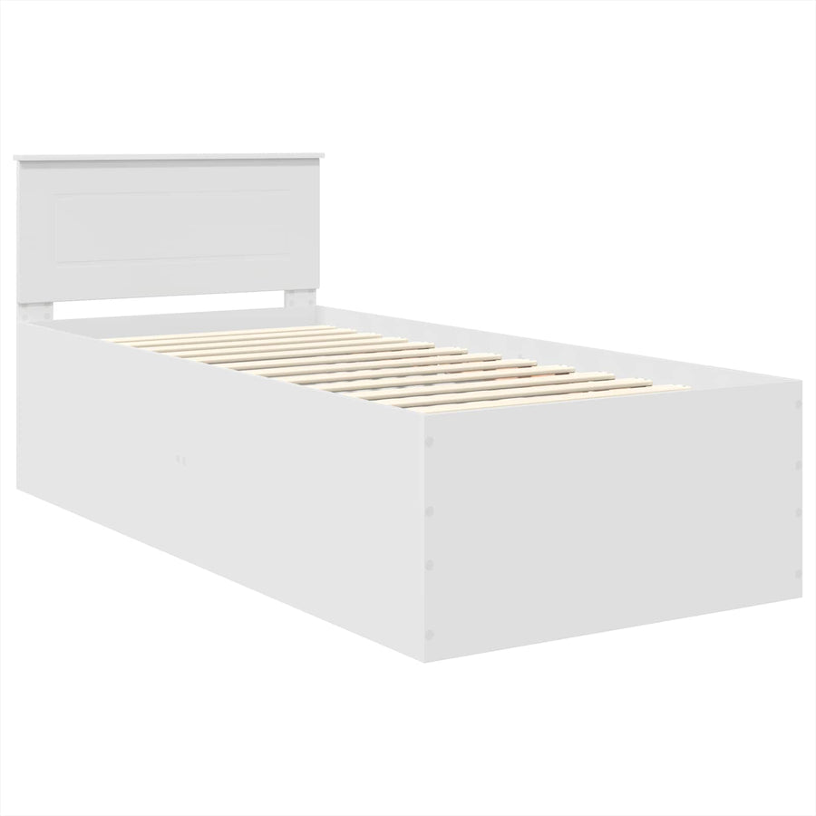 Bedframe met hoofdeinde Wit 75 x 190 cm Bewerkt hout