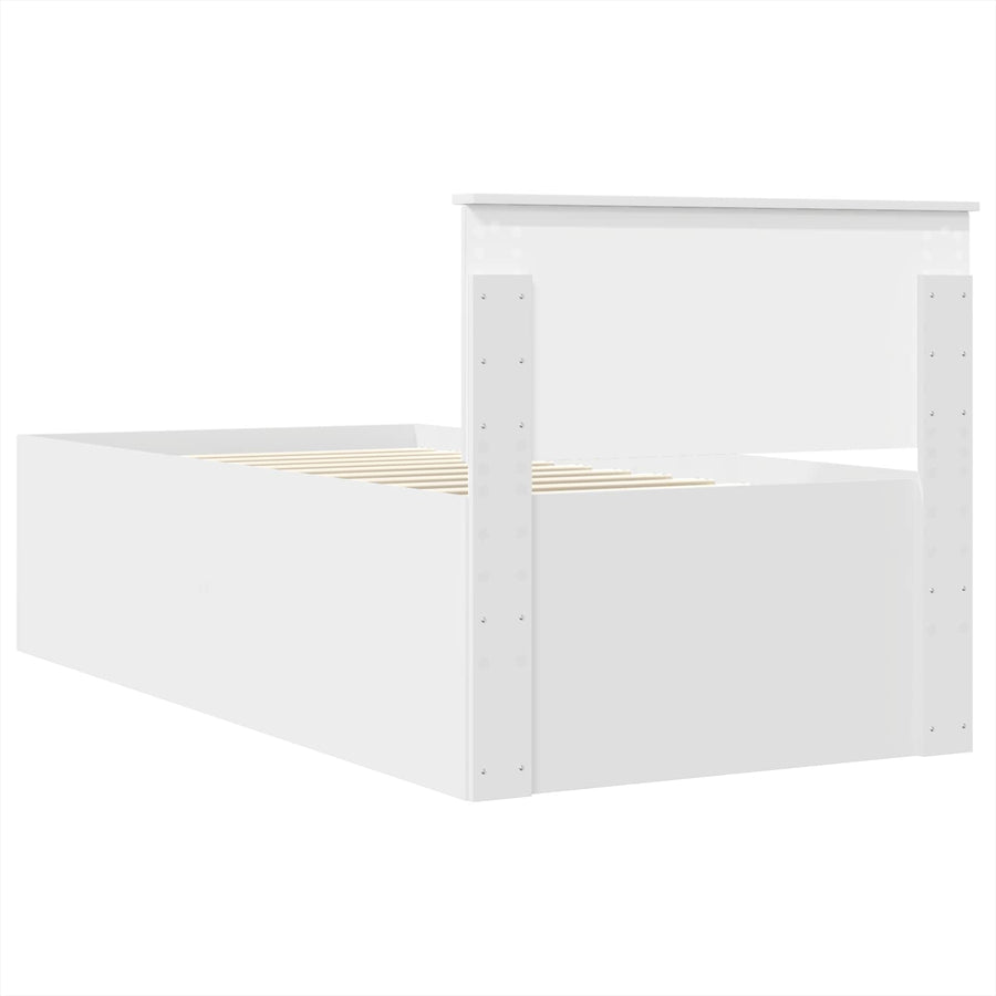 Bedframe met hoofdeinde Wit 75 x 190 cm Bewerkt hout