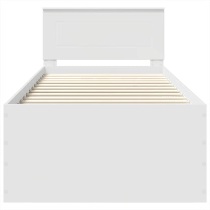 Bedframe met hoofdeinde Wit 75 x 190 cm Bewerkt hout