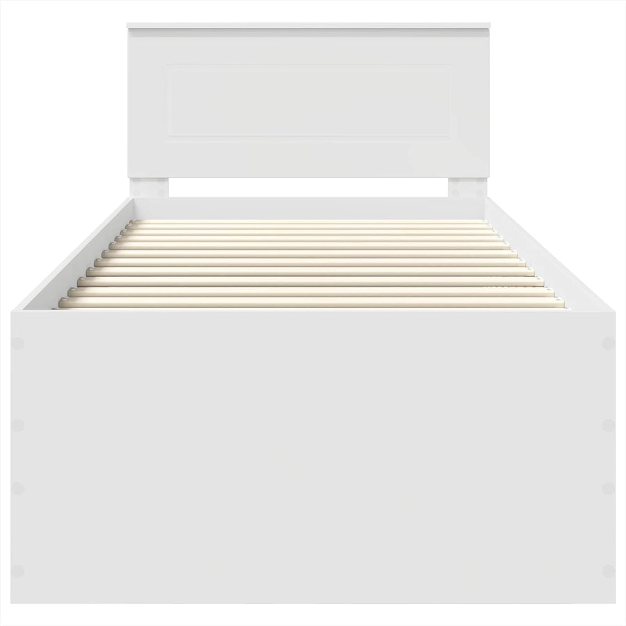 Bedframe met hoofdeinde Wit 75 x 190 cm Bewerkt hout