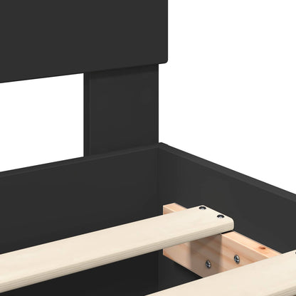 Bedframe met hoofdeinde Zwart 75 x 190 cm Bewerkt hout