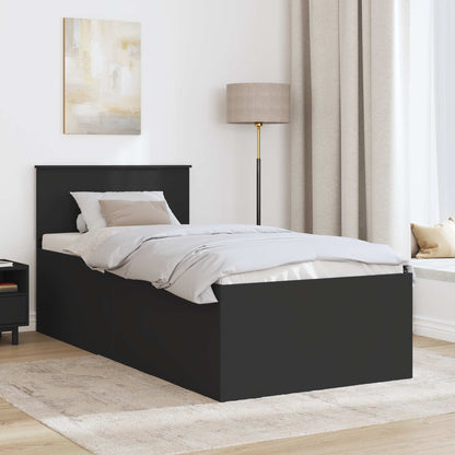 Bedframe met hoofdeinde Zwart 75 x 190 cm Bewerkt hout