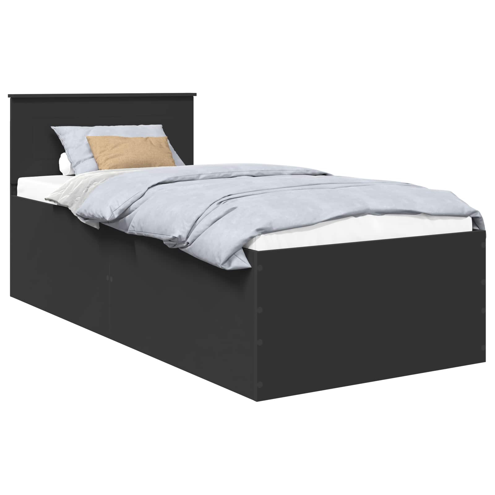Bedframe met hoofdeinde Zwart 75 x 190 cm Bewerkt hout