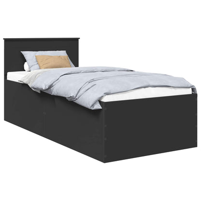 Bedframe met hoofdeinde Zwart 75 x 190 cm Bewerkt hout