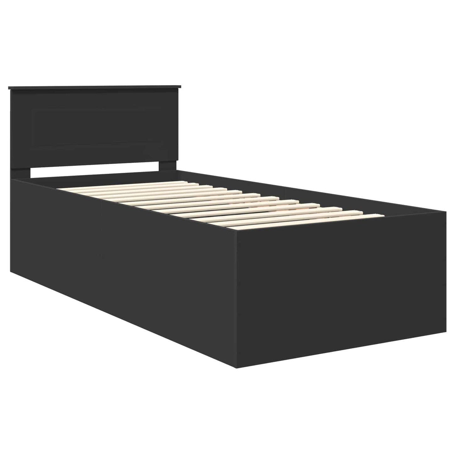 Bedframe met hoofdeinde Zwart 75 x 190 cm Bewerkt hout