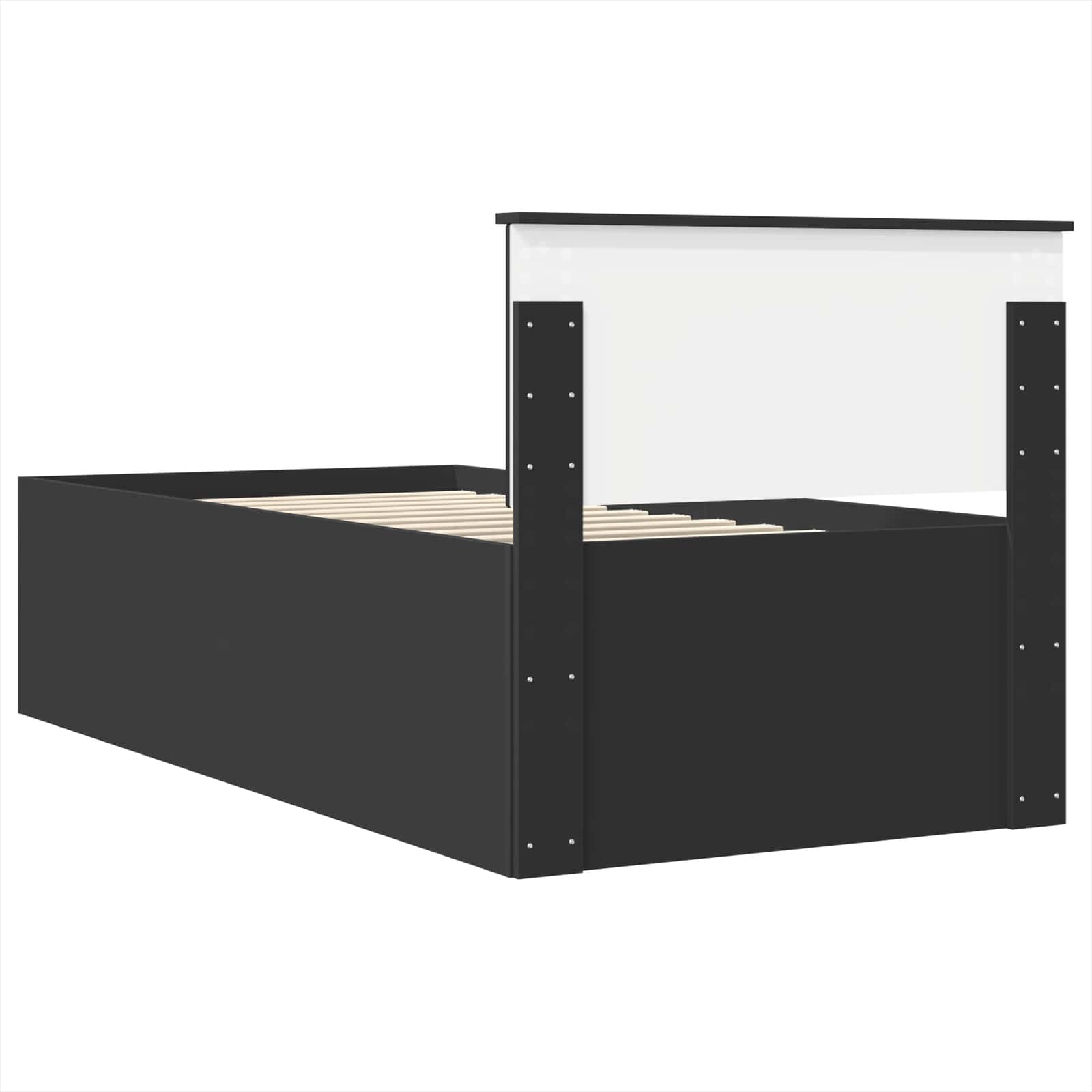 Bedframe met hoofdeinde Zwart 75 x 190 cm Bewerkt hout