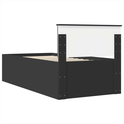 Bedframe met hoofdeinde Zwart 75 x 190 cm Bewerkt hout