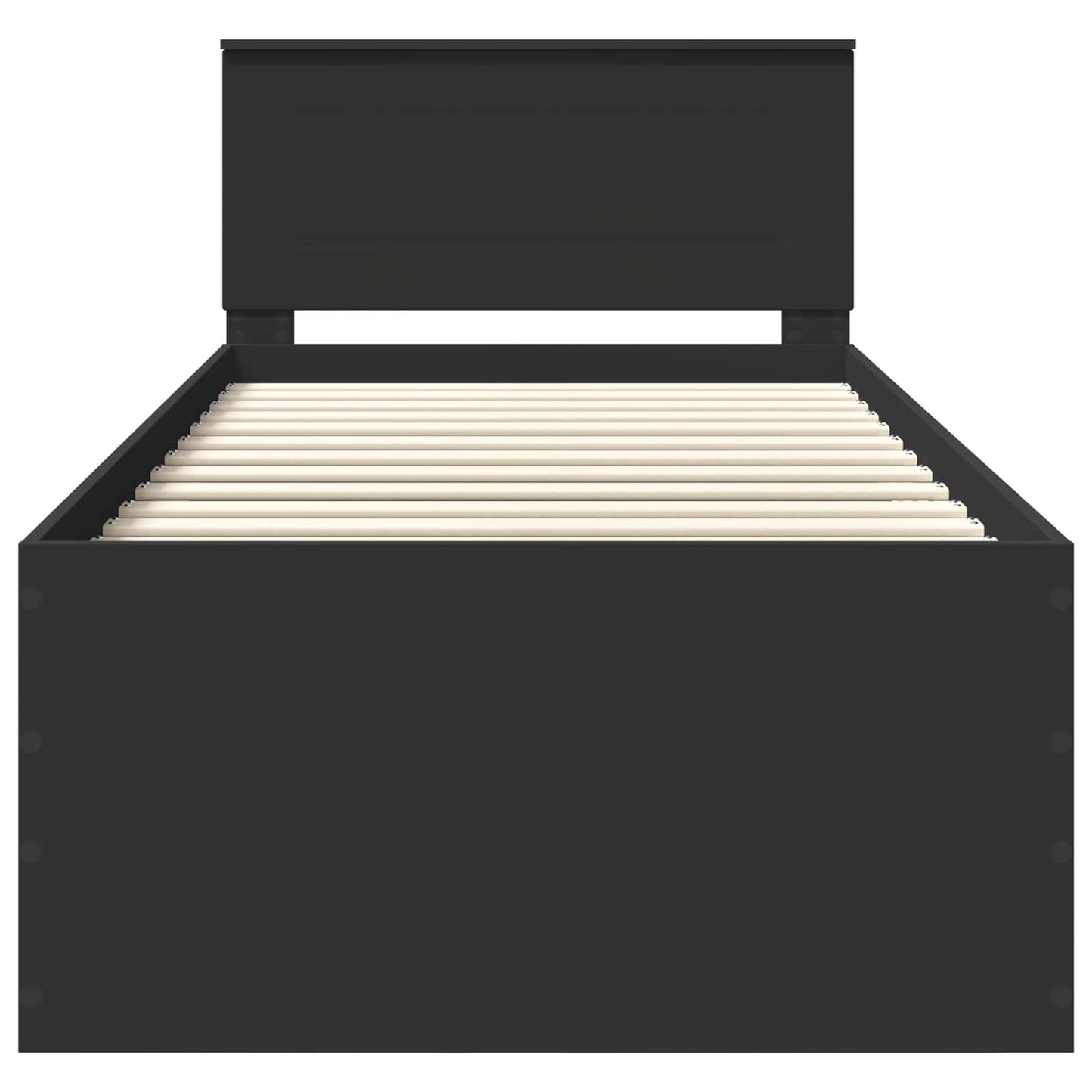Bedframe met hoofdeinde Zwart 75 x 190 cm Bewerkt hout