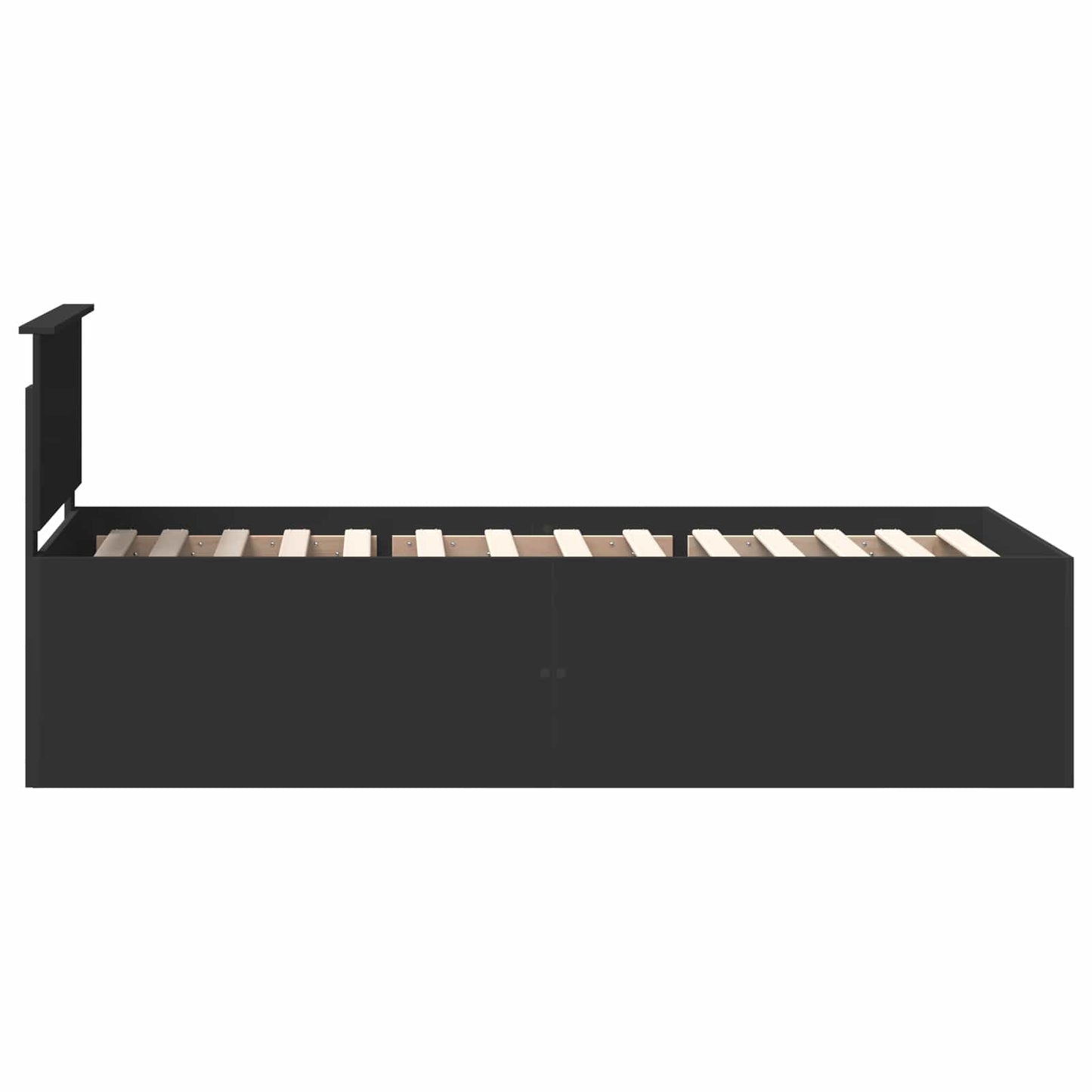 Bedframe met hoofdeinde Zwart 75 x 190 cm Bewerkt hout