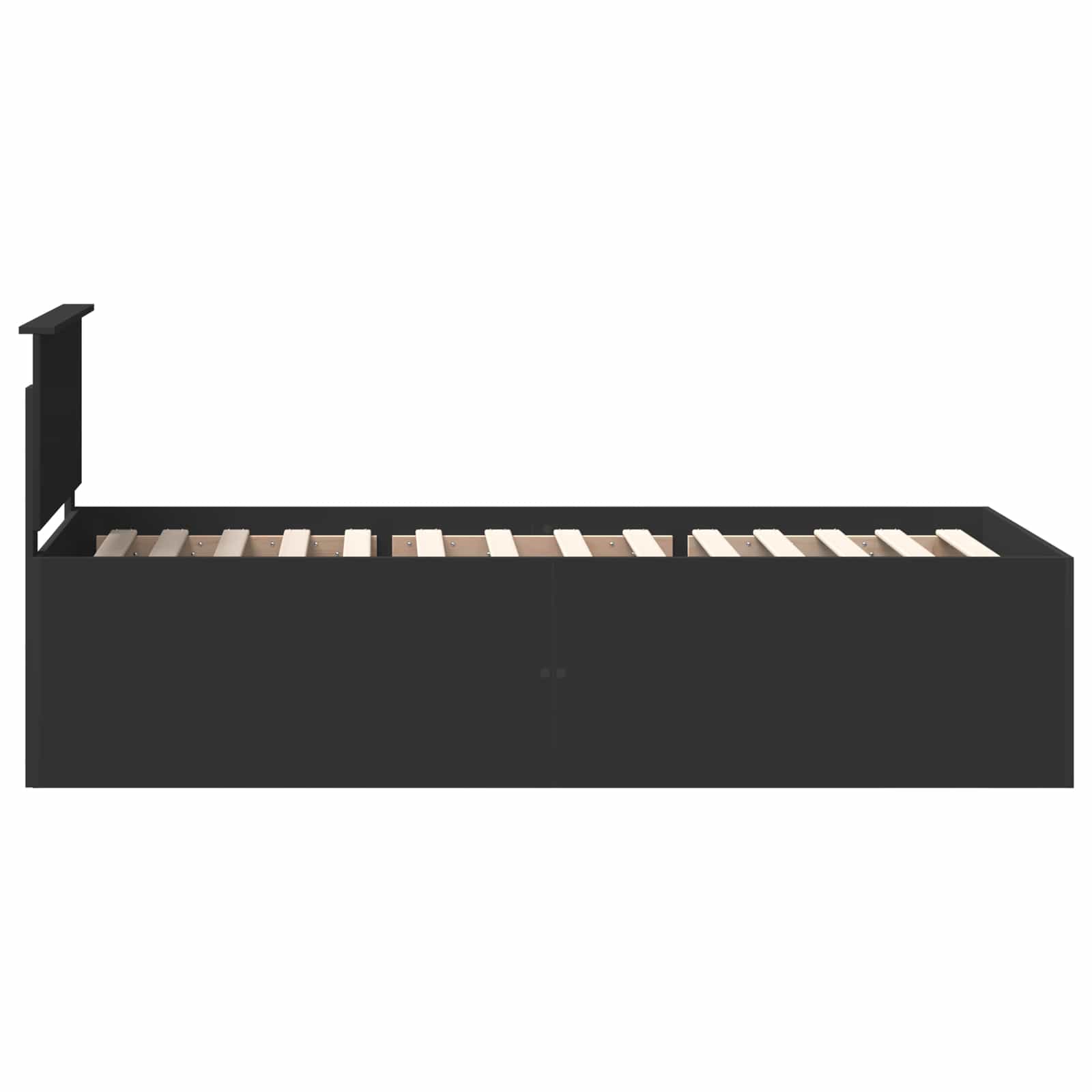 Bedframe met hoofdeinde Zwart 75 x 190 cm Bewerkt hout