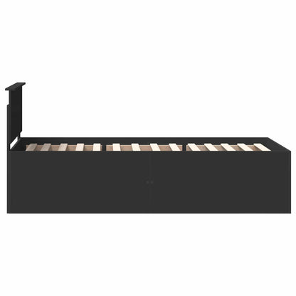 Bedframe met hoofdeinde Zwart 75 x 190 cm Bewerkt hout