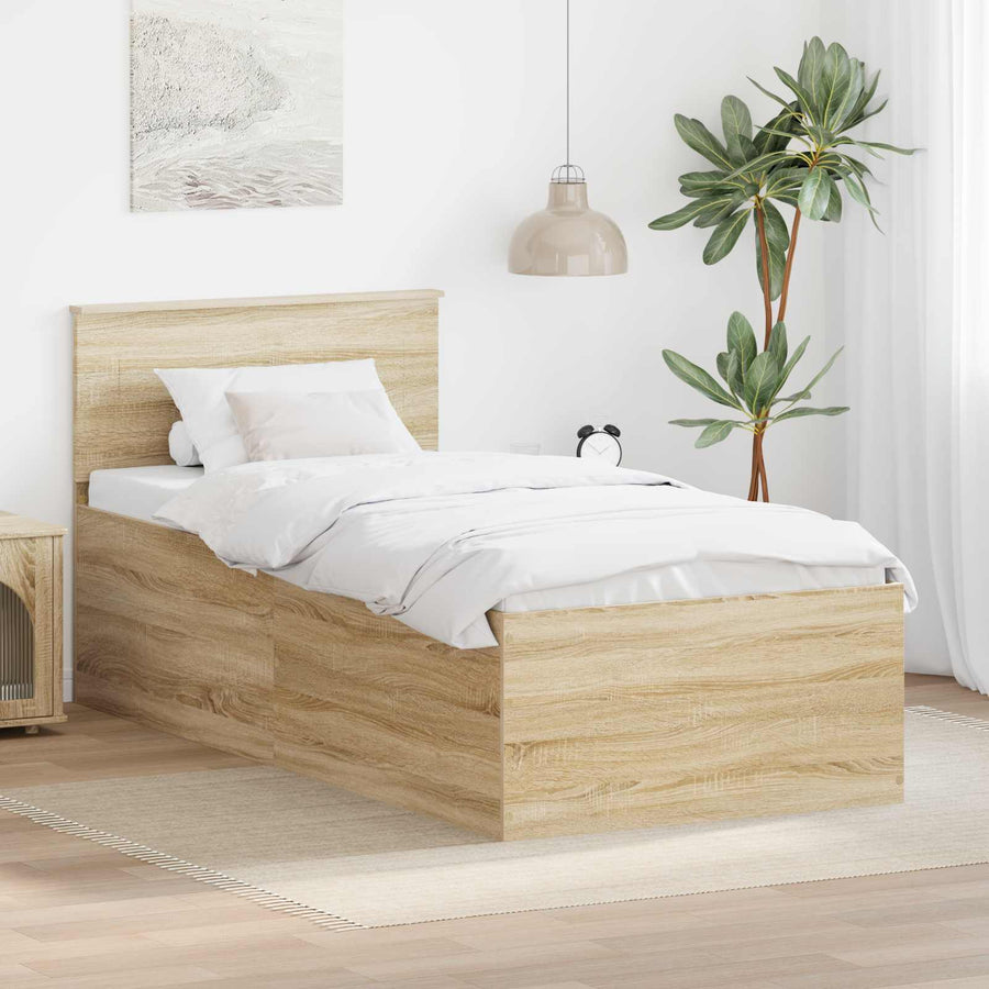 Bedframe met hoofdeinde Sonoma Eiken 75 x 190 cm Bewerkt hout