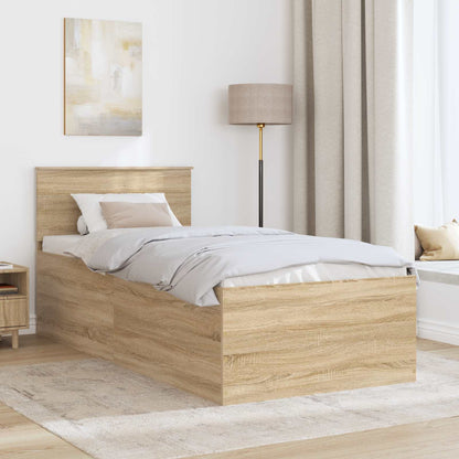 Bedframe met hoofdeinde Sonoma Eiken 75 x 190 cm Bewerkt hout