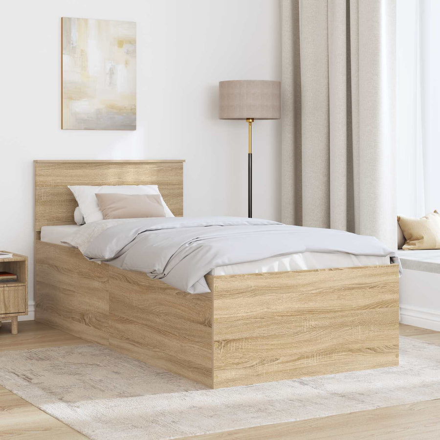 Bedframe met hoofdeinde Sonoma Eiken 75 x 190 cm Bewerkt hout