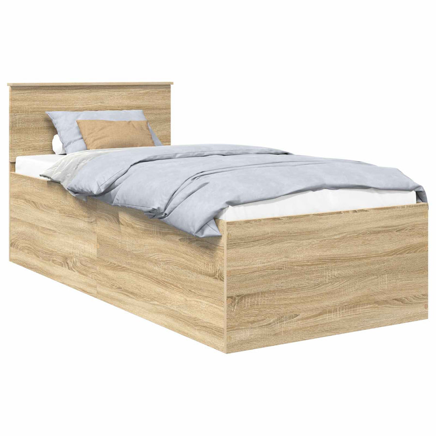 Bedframe met hoofdeinde Sonoma Eiken 75 x 190 cm Bewerkt hout