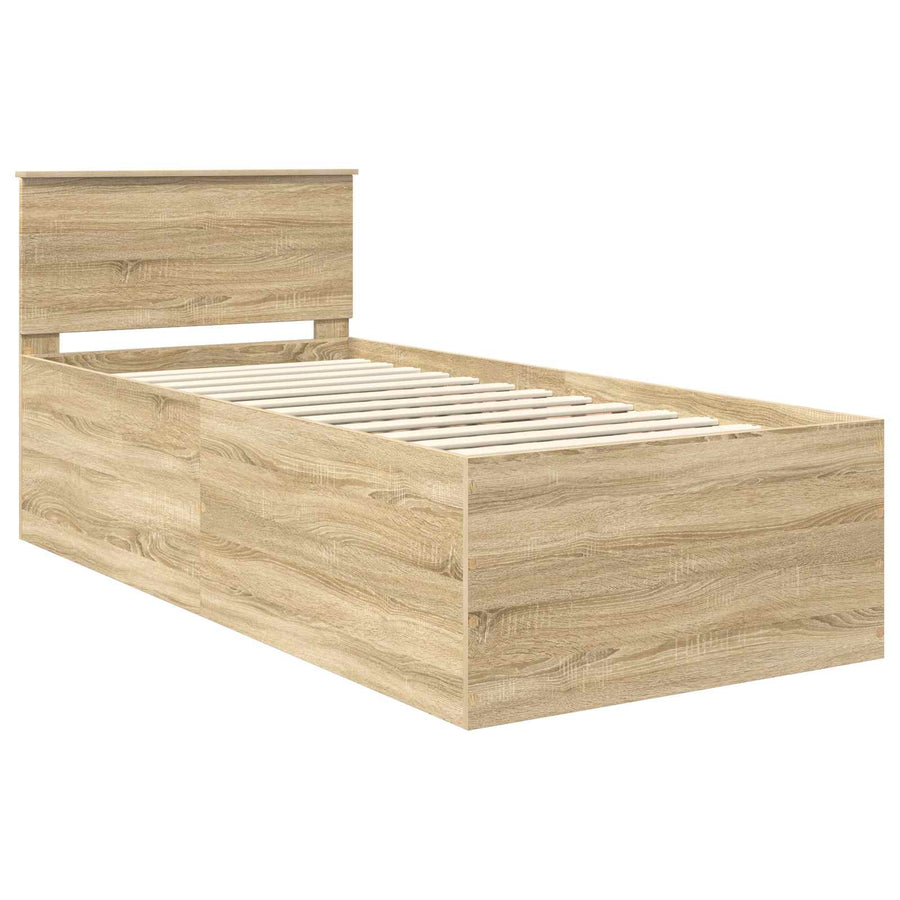 Bedframe met hoofdeinde Sonoma Eiken 75 x 190 cm Bewerkt hout
