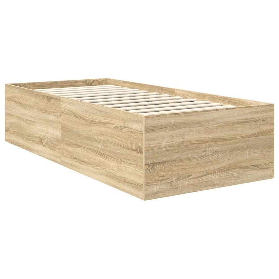 Bedframe met hoofdeinde Sonoma Eiken 75 x 190 cm Bewerkt hout