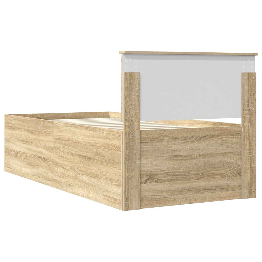 Bedframe met hoofdeinde Sonoma Eiken 75 x 190 cm Bewerkt hout