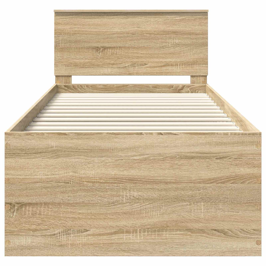 Bedframe met hoofdeinde Sonoma Eiken 75 x 190 cm Bewerkt hout