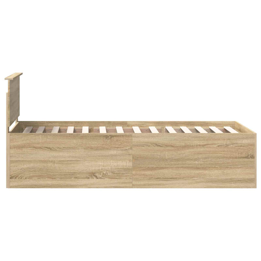 Bedframe met hoofdeinde Sonoma Eiken 75 x 190 cm Bewerkt hout