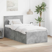 Bedframe beton grijs 75 x 190 cm bewerkt hout