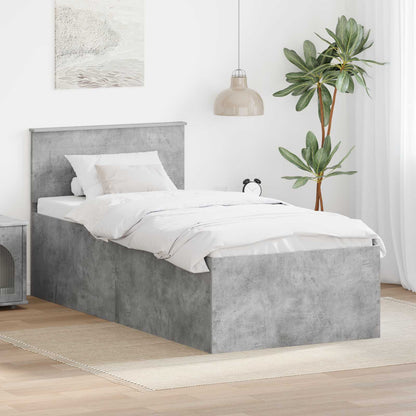 Bedframe met hoofdeinde Beton Grijs 75 x 190 cm Bewerkt hout