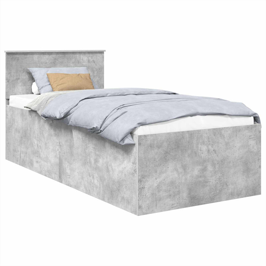 Bedframe met hoofdeinde Beton Grijs 75 x 190 cm Bewerkt hout