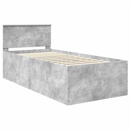 Bedframe met hoofdeinde Beton Grijs 75 x 190 cm Bewerkt hout