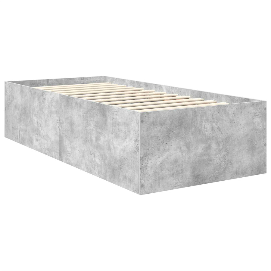 Bedframe met hoofdeinde Beton Grijs 75 x 190 cm Bewerkt hout