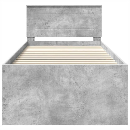 Bedframe met hoofdeinde Beton Grijs 75 x 190 cm Bewerkt hout