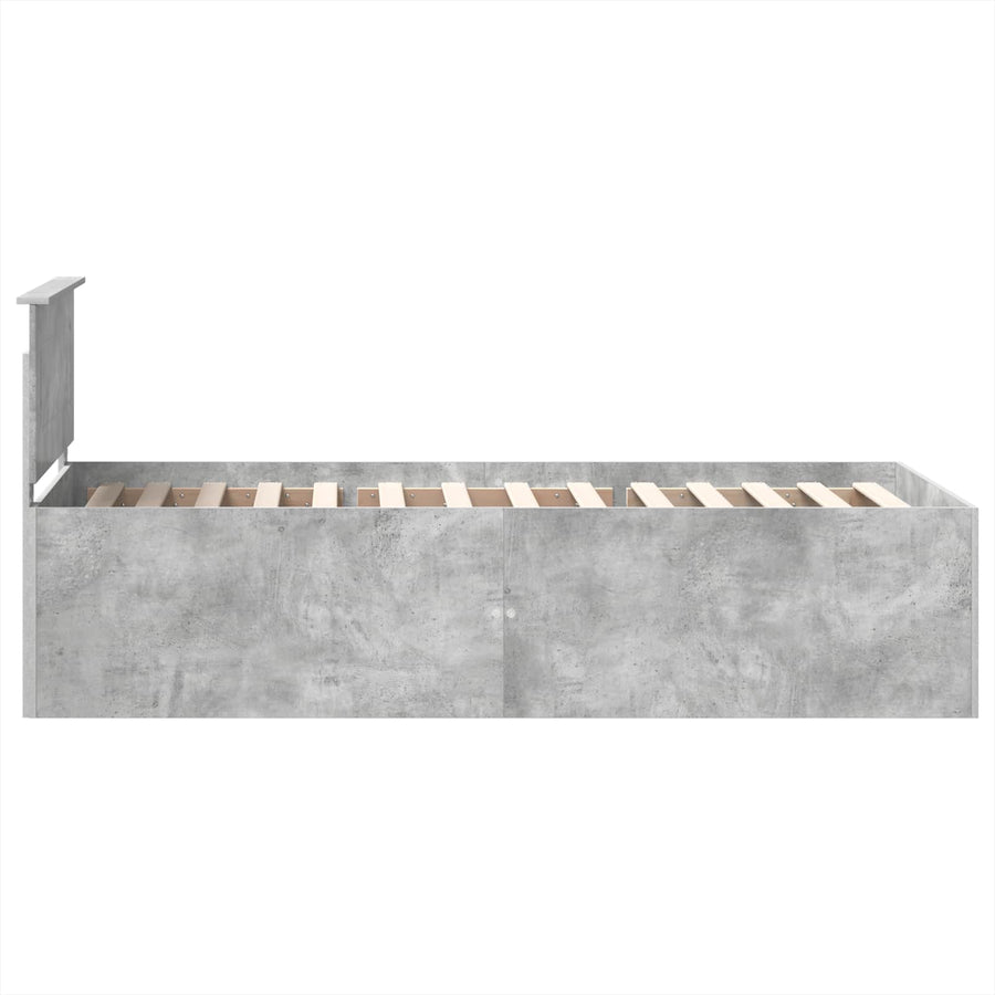Bedframe met hoofdeinde Beton Grijs 75 x 190 cm Bewerkt hout