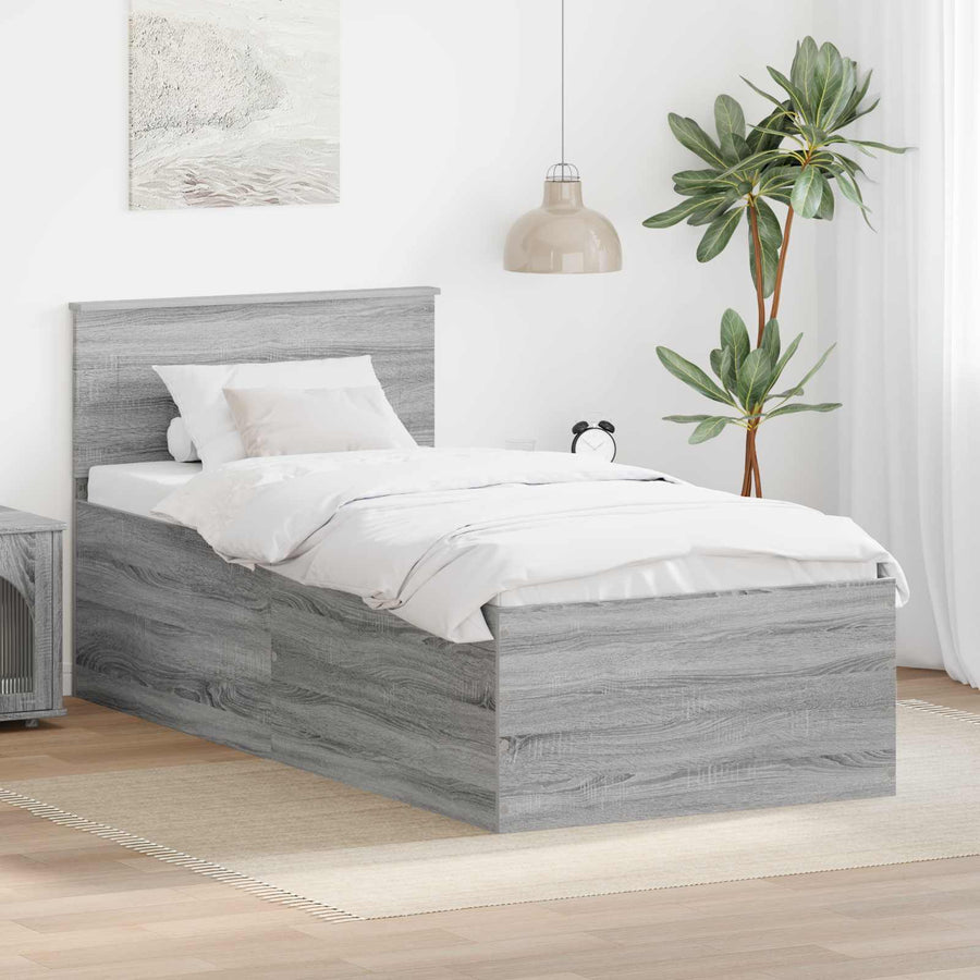 Bedframe met hoofdeinde Grijs Sonoma 75 x 190 cm Bewerkt hout