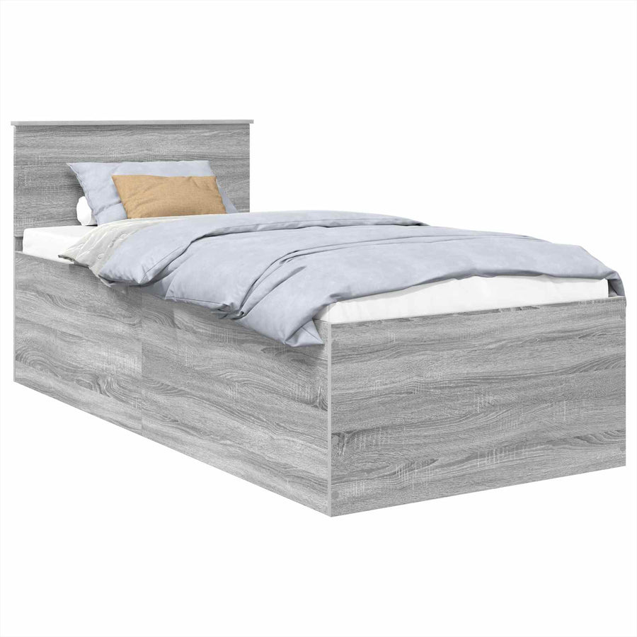 Bedframe met hoofdeinde Grijs Sonoma 75 x 190 cm Bewerkt hout