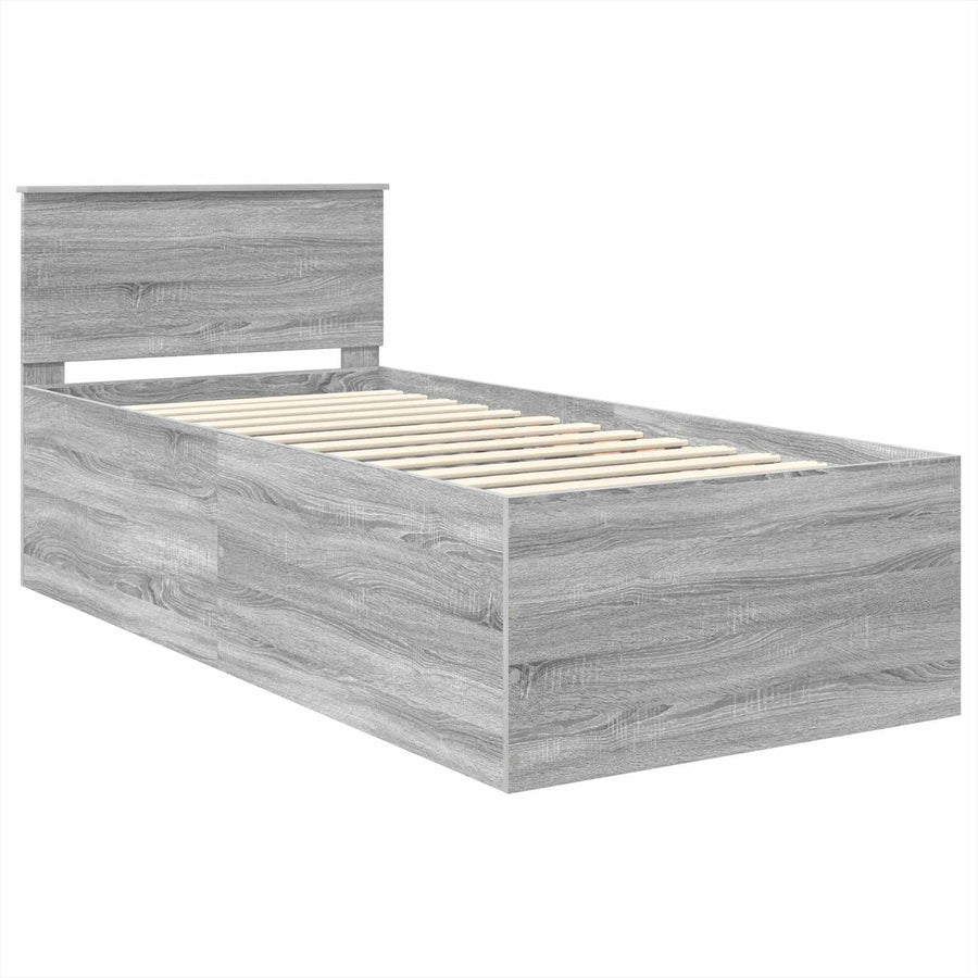 Bedframe met hoofdeinde Grijs Sonoma 75 x 190 cm Bewerkt hout