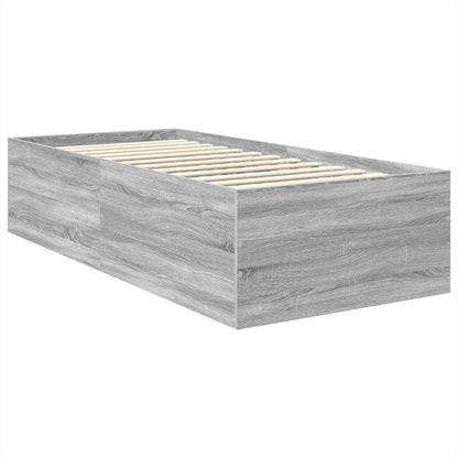 Bedframe met hoofdeinde Grijs Sonoma 75 x 190 cm Bewerkt hout
