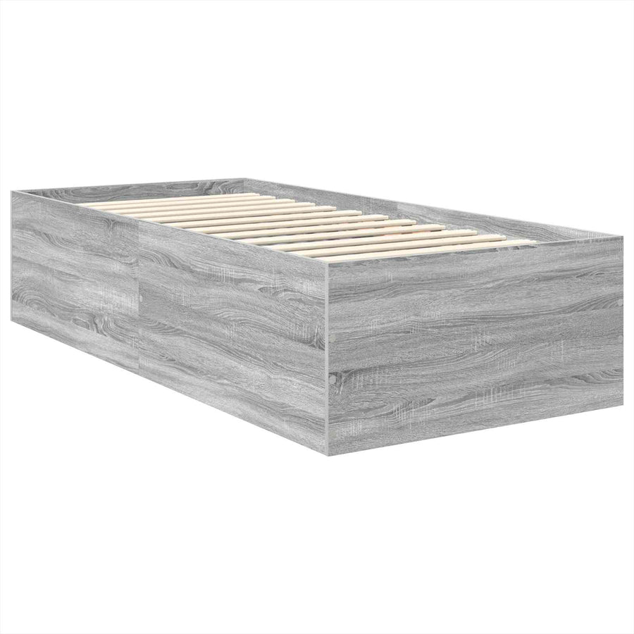 Bedframe met hoofdeinde Grijs Sonoma 75 x 190 cm Bewerkt hout