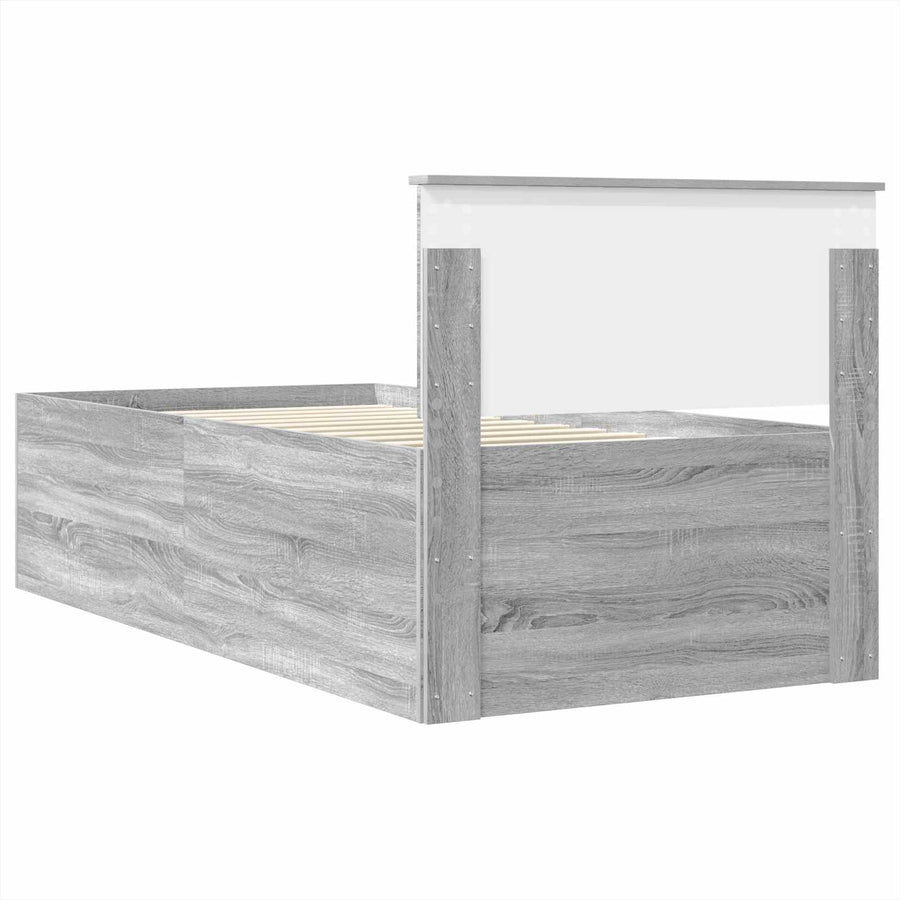Bedframe met hoofdeinde Grijs Sonoma 75 x 190 cm Bewerkt hout