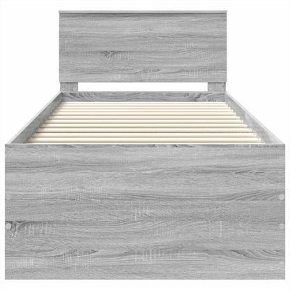 Bedframe met hoofdeinde Grijs Sonoma 75 x 190 cm Bewerkt hout