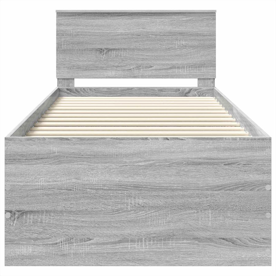 Bedframe met hoofdeinde Grijs Sonoma 75 x 190 cm Bewerkt hout