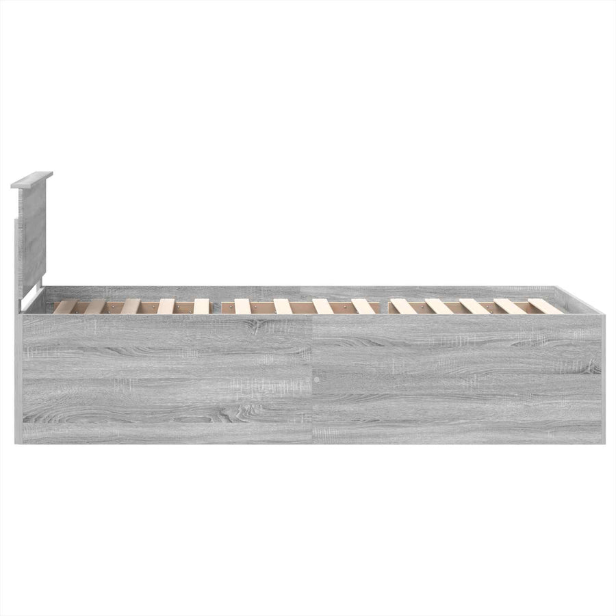 Bedframe met hoofdeinde Grijs Sonoma 75 x 190 cm Bewerkt hout